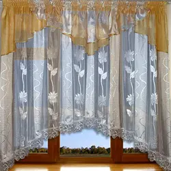 Curtains for the kitchen short made of tulle with an arch photo