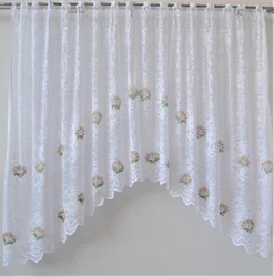 Curtains for the kitchen short made of tulle with an arch photo