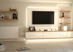 Wall-mounted TV in living room design