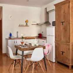 Brown refrigerator in the kitchen interior