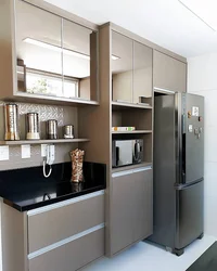 Brown refrigerator in the kitchen interior
