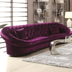 Velor sofa in the living room interior
