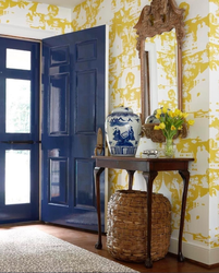 Yellow wallpaper in the hallway interior