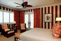 Red Curtains In The Bedroom Interior