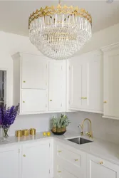 Kitchen design with gold handles