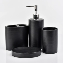 Black bathroom accessories photo