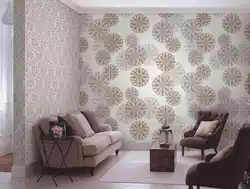 Living Room Interior With Vinyl Wallpaper