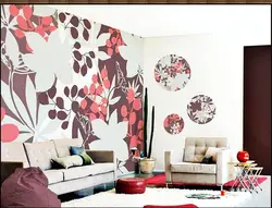 Living room interior with vinyl wallpaper