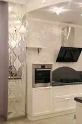 Mirror tiles on the wall in the kitchen photo