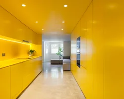 Kitchen with yellow ceiling photo