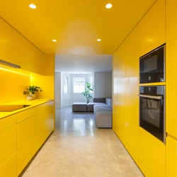 Kitchen With Yellow Ceiling Photo