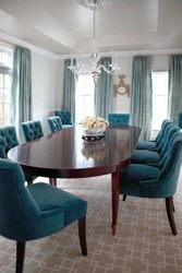 Emerald chairs in the kitchen interior photo