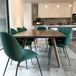 Emerald chairs in the kitchen interior photo
