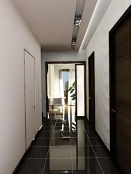 Hallway design dark tiles