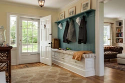 Hallway white with wood design