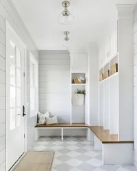 Hallway White With Wood Design