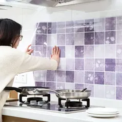 Self-adhesive panel for kitchen apron photo