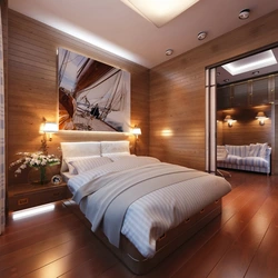 Bedroom under wood in modern style photo