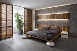 Bedroom under wood in modern style photo