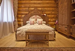 Rus üslubunda yataq otağı dizaynı