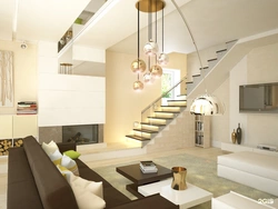 Living room design in a two-story house