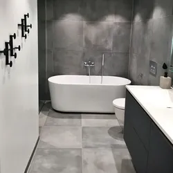 Square tiles in the bathroom interior