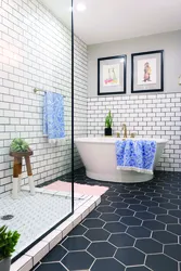 Square tiles in the bathroom interior