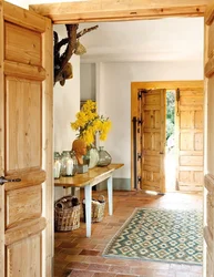 Hallway at the dacha design in a wooden house