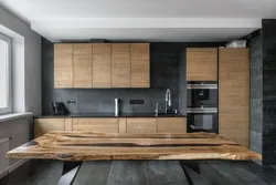 Photo Of Kitchen Wood-Effect Countertop And Facade