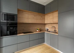 Photo of kitchen wood-effect countertop and facade