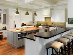 Bar counter in the kitchen island design