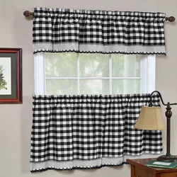 Country style kitchen curtains photo