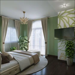 Pistachio Curtains In The Bedroom Interior