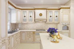 Кухня классика белая с золотой патиной фото