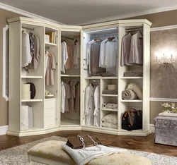 Дизайн угловой гардеробной в спальне фото