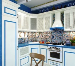 Kitchen interior blue tiles