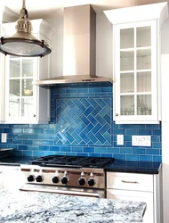 Kitchen interior blue tiles