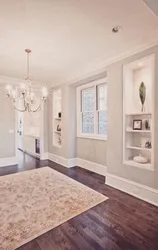 Living room interior with white baseboards