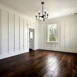 Living room interior with white baseboards