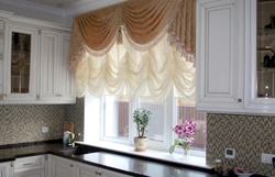 Austrian curtain for the kitchen interior photo