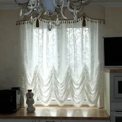 Austrian curtain for the kitchen interior photo