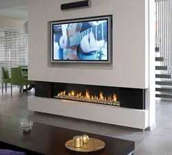 Steam fireplace in the living room interior