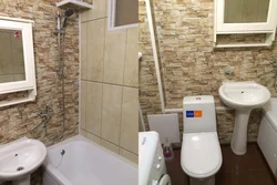 Finishing of a combined bathroom with plastic panels photo