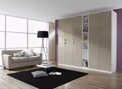 Linen closet with shelves in the bedroom photo