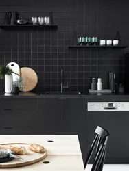 Matte tiles in the kitchen interior