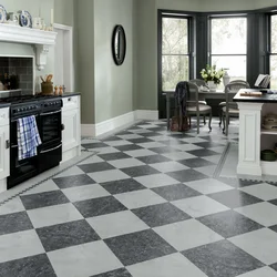 White Linoleum In The Interior Of The Kitchen