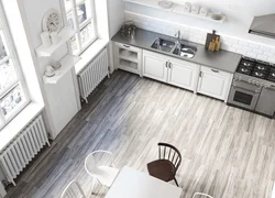 Белый линолеум в интерьере на кухне
