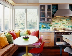 Kitchen interior sofa by the window