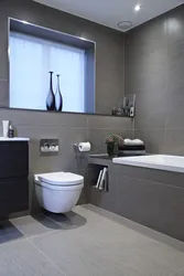 Gray toilet in the bathroom interior