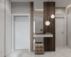 Hallway design with slats and mirror